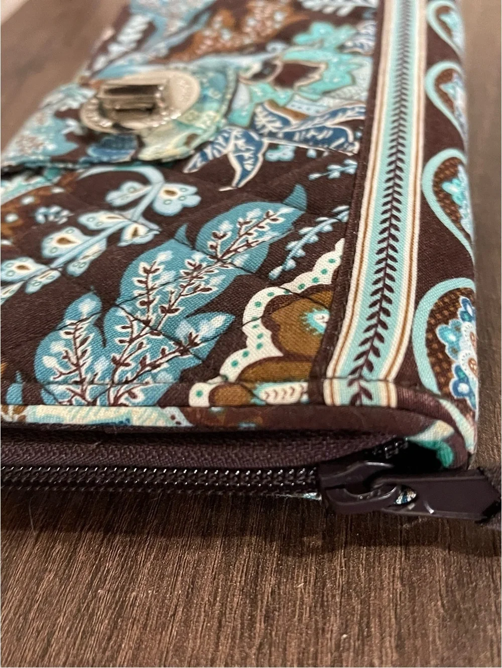 Vera Bradley Quilted Floral Print Wallet with Turn Lock Closure